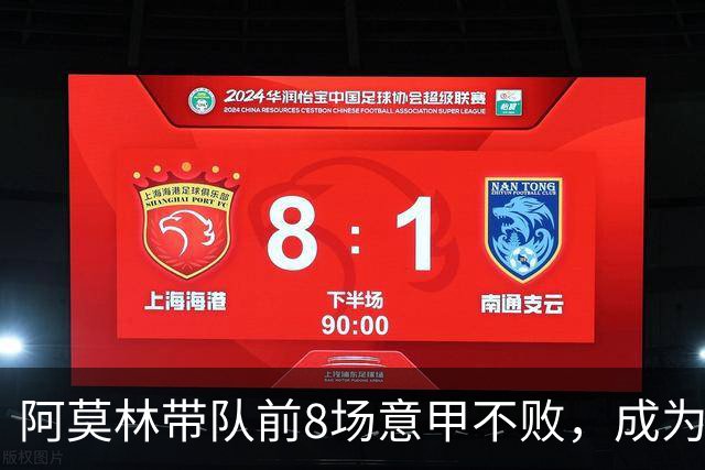 阿莫林带队前8场意甲不败，成为米兰队史第三人